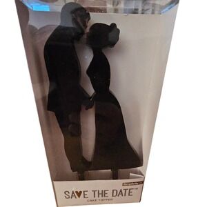 Simplicity Save The Date Black Silhouette Bride Groom Wedding Cake Topper
